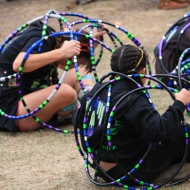 The hoop dancers end their performance, Oct. 6, at the Ojibwe Drum and Dance Troop performance at the Apple Festival in Bayfield, Wisc.